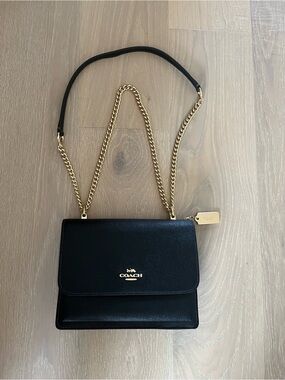 Coach Klare Black Leather Crossbody Bag with Gold Chain & Hangtag